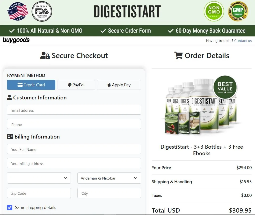 DigestiStart order page